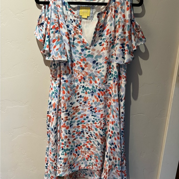 Anthropologie Maeve Dress Polkadots‎ Fit Flare Cream Multi Colors Medium - Picture 5 of 7